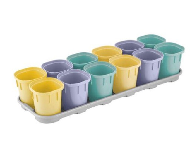 Набор многоразовых горшочков для рассады InGreen for Green Republic со съемным дном, 12х200мл микс